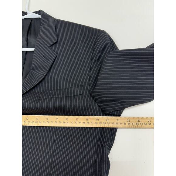 Apt. 9 Mens Suit Coat Size 38R Black Pinstripe Three Button Up Single Breasted - Picture 12 of 15